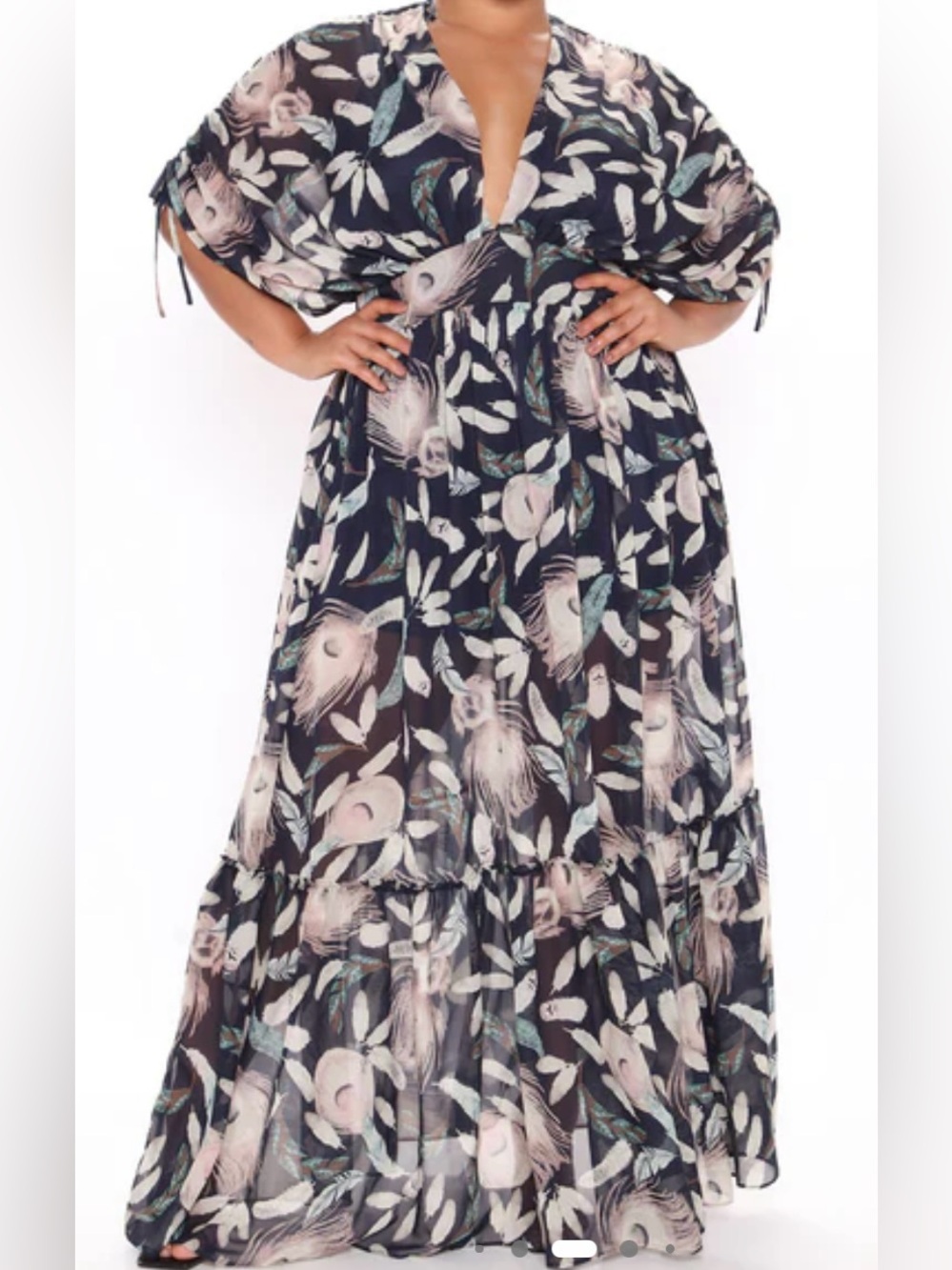 Fashion Nova Farrah Floral Maxi Dress NWT Blue Combo Boho V-Neck Size